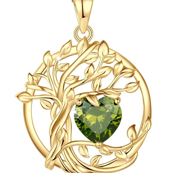 Sterling Silver Tree of Life Pendant Necklace Elegant Birthstone Jewelry Gift